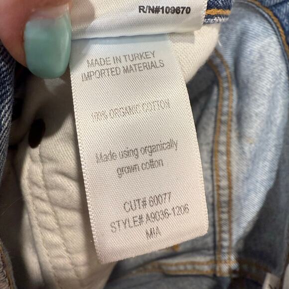 AGOLDE Blue Mia Mid Rise Distressed Straight Leg Jeans Sz 26 - Picture 8 of 13